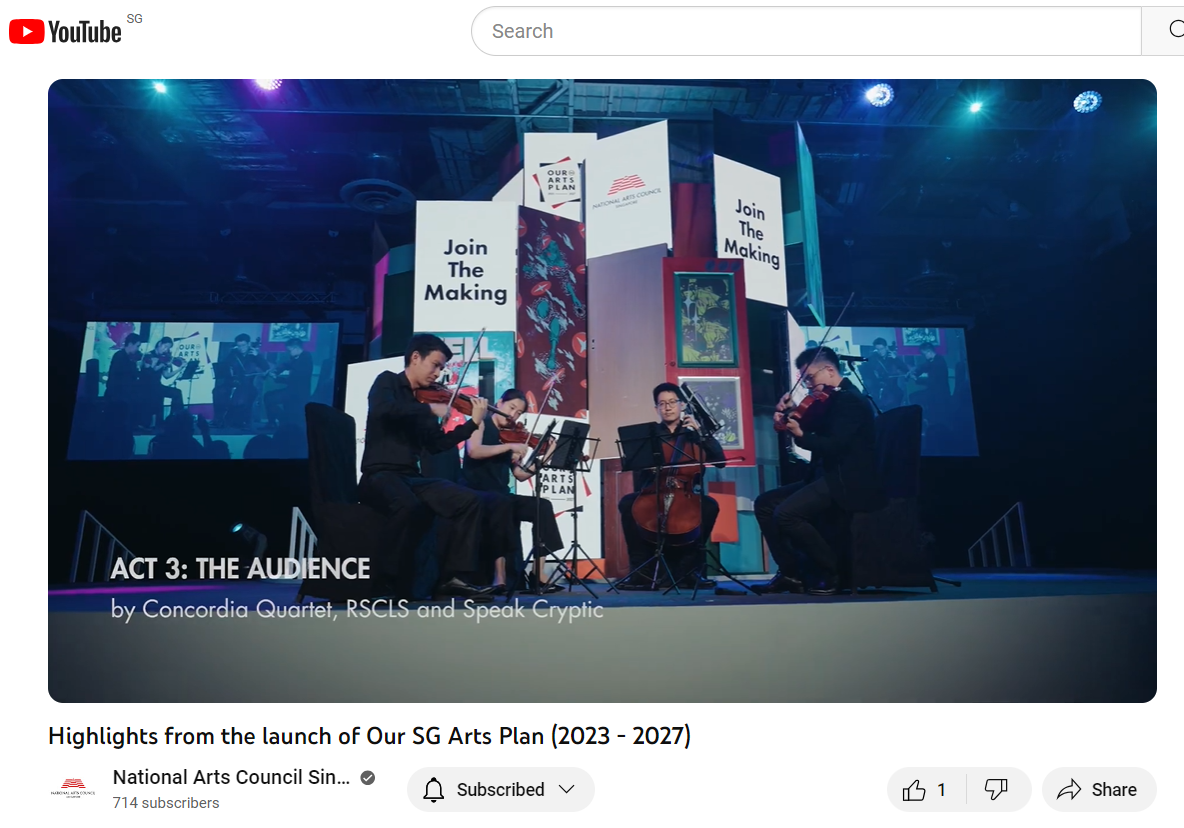 Highlights from the launch of Our SG Arts Plan (2023 - 2027): featuring Concordia Quartet (in Act 3)