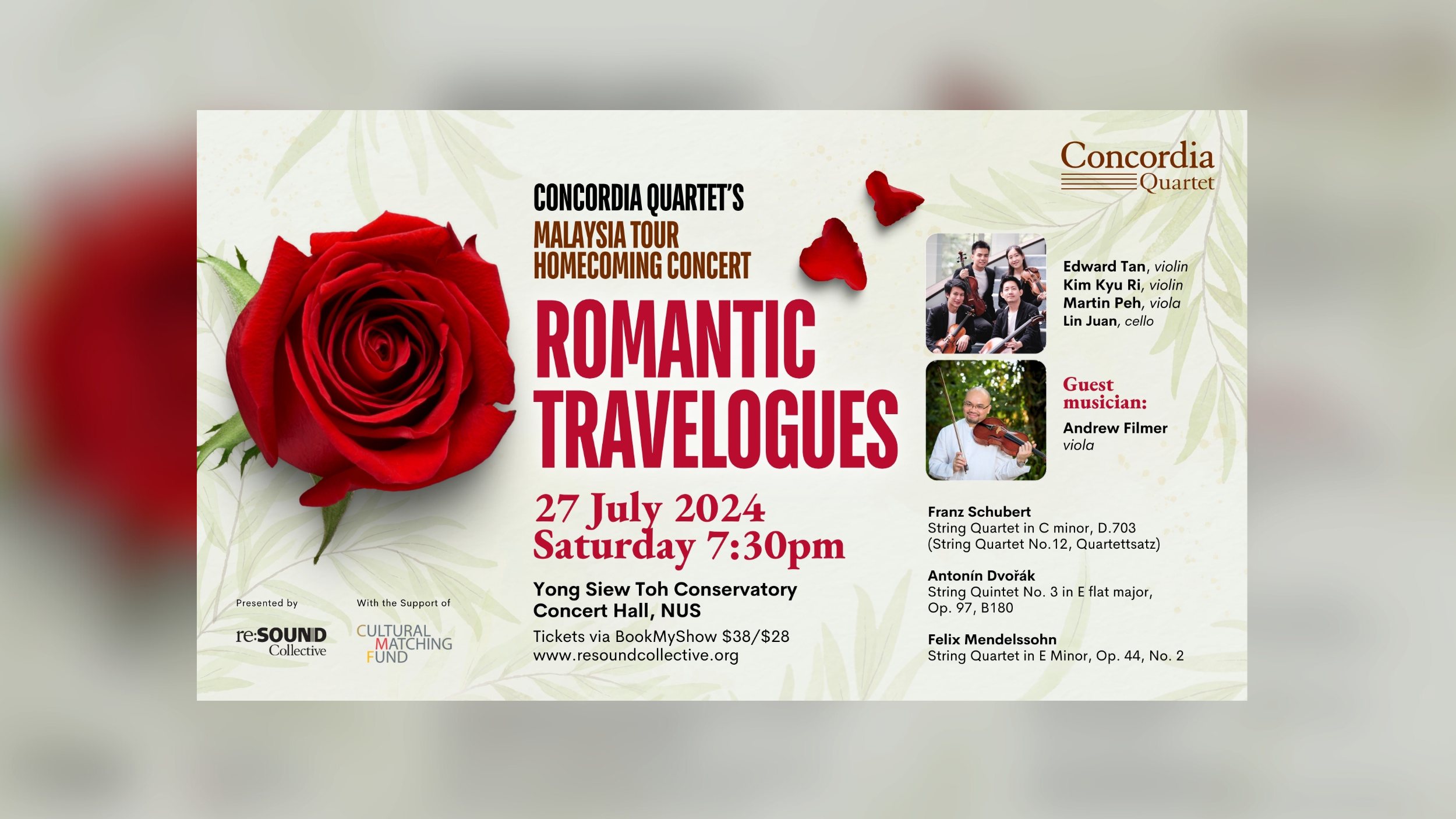 Romantic Travelogues - Concordia Quartet’s Malaysia Tour Homecoming Concert | 27 July 2024 at YST Concert Hall