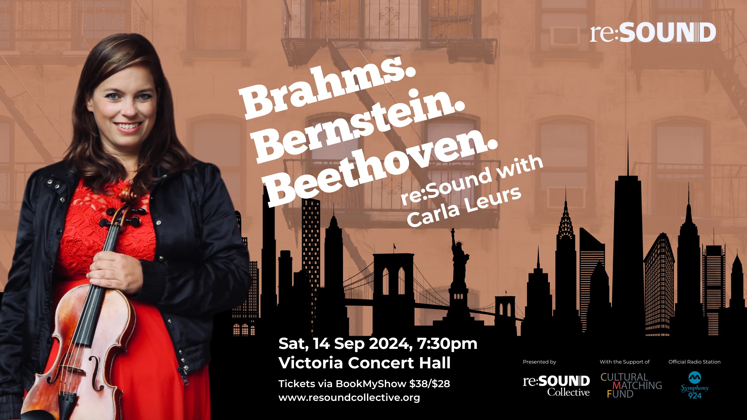 Brahms. Bernstein. Beethoven. re:Sound with Carla Leurs Sat, 14 Sep 2024 7:30pm, Victoria Concert Hall