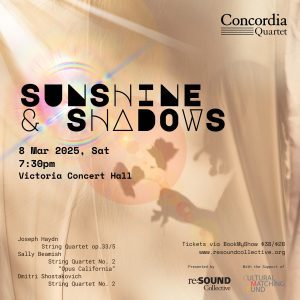 Concordia Quartet presents their first concert of 2025 - "Sunshine and Shadows", featuring an eclectic mix of Haydn, Sally Beamish, and Shostakovich